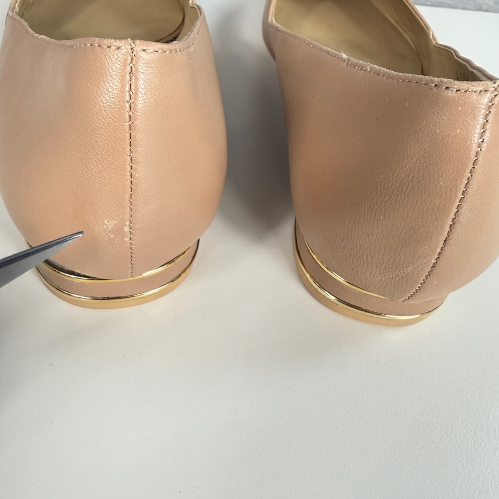 Naturalizer Havana Womens 10M Flats Nude Beige Pointed Toe Leather V Cut Shoes - Picture 8 of 11